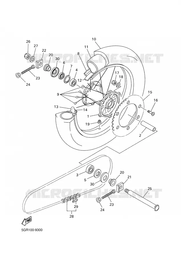 ROUE ARRIERE Yamaha MOTO 426 2001 YZF  YZ426FN