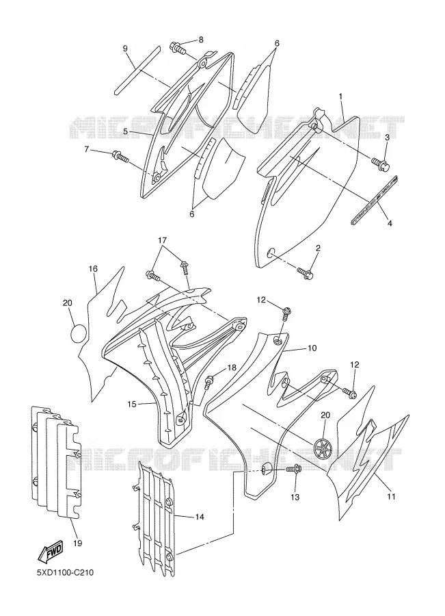 COUVERCLE LATERAL Yamaha MOTO 450 2004 YZF  YZ450F