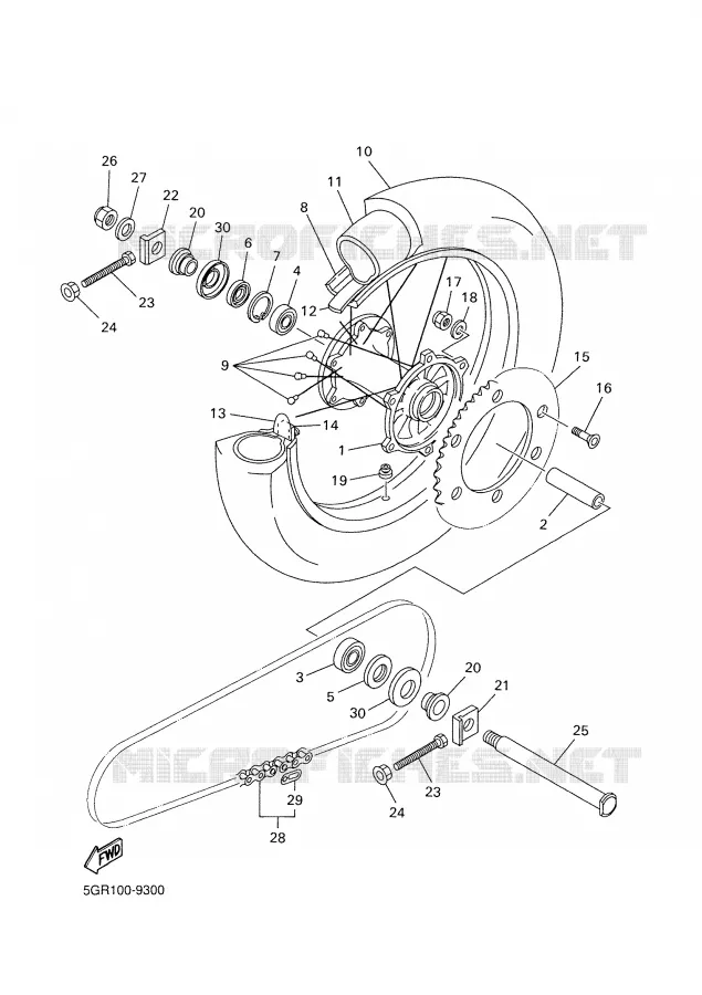 ROUE ARRIERE Yamaha MOTO 450 2004 YZF  YZ450F