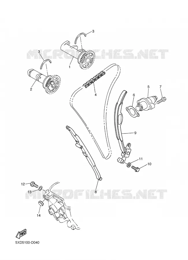 ARBRE A CAMES / CHAINE DE DISTRIBUTION Yamaha MOTO 450 2005 YZF  YZ450F