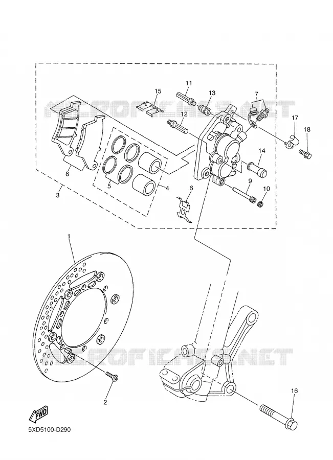 ETRIER DE FREIN AVANT Yamaha MOTO 450 2005 YZF  YZ450F