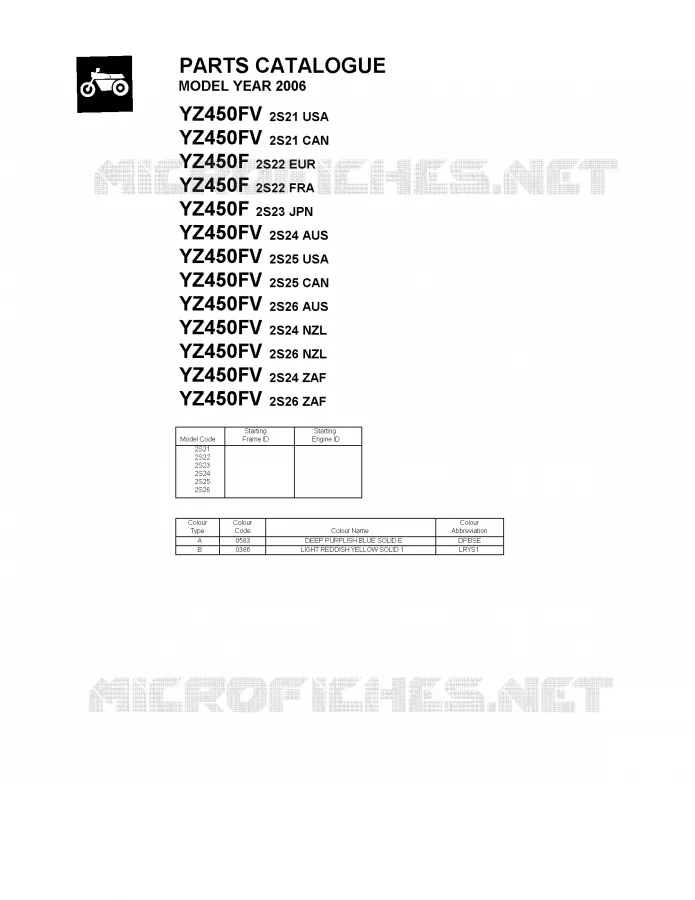 * CATALOG PREFACE * Yamaha MOTO 450 2006 YZF  YZ450FV