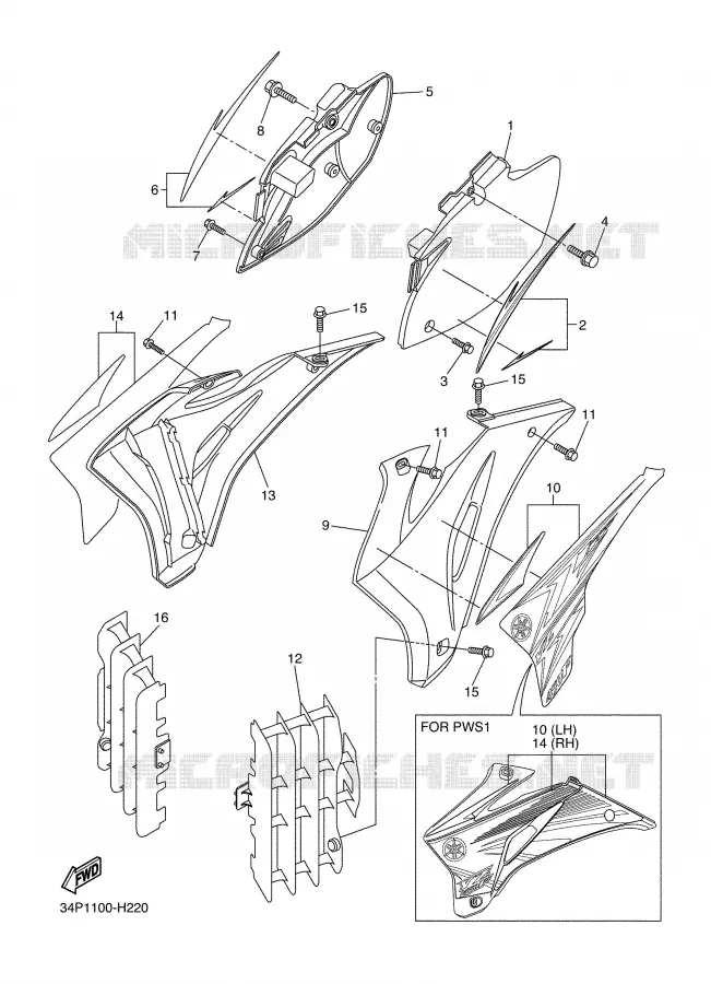 COUVERCLE LATERAL Yamaha MOTO 450 2009 YZF  YZ450FY