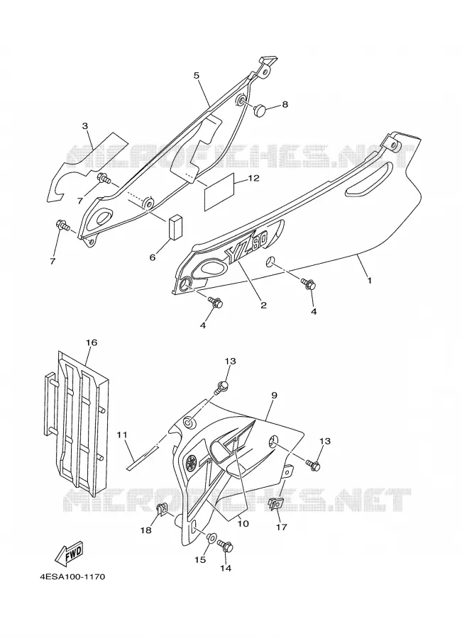 COUVERCLE LATERAL Yamaha MOTO 80 2001 YZ  YZ80