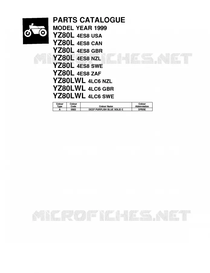 * CATALOG PREFACE * Yamaha MOTO 80 1999 YZ  YZ80L
