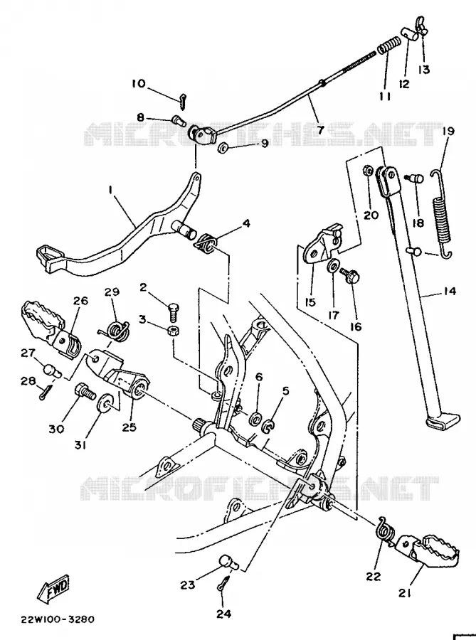 SUPPORT / REPOSE PIEDS Yamaha MOTO 80 1991 YZ  YZ80LC