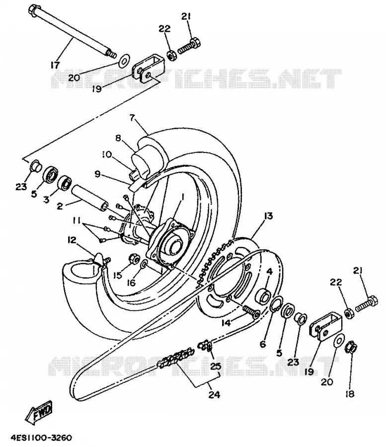 ROUE ARRIERE Yamaha MOTO 80 1998 YZ  YZ80LC