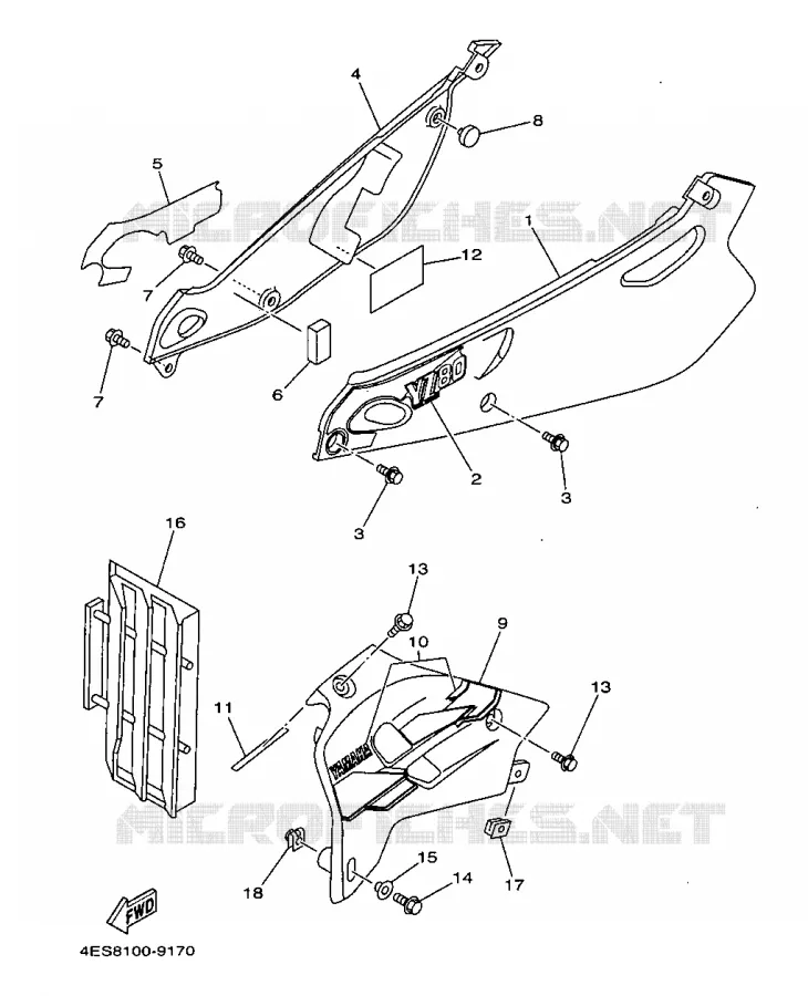 COUVERCLE LATERAL Yamaha MOTO 80 1999 YZ  YZ80LC