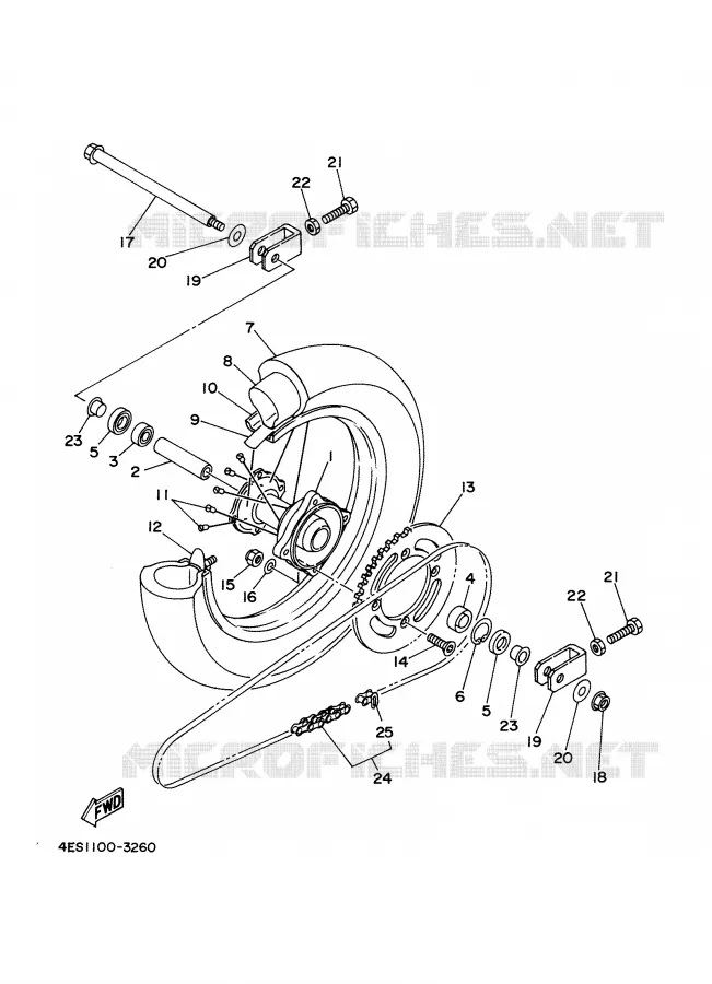 ROUE ARRIERE Yamaha MOTO 80 2000 YZ BIG WHEELS  YZ80LW