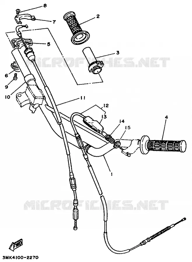 GUIDON ET CABLES Yamaha MOTO 80 1995 YZ BIG WHEELS  YZ80LWG
