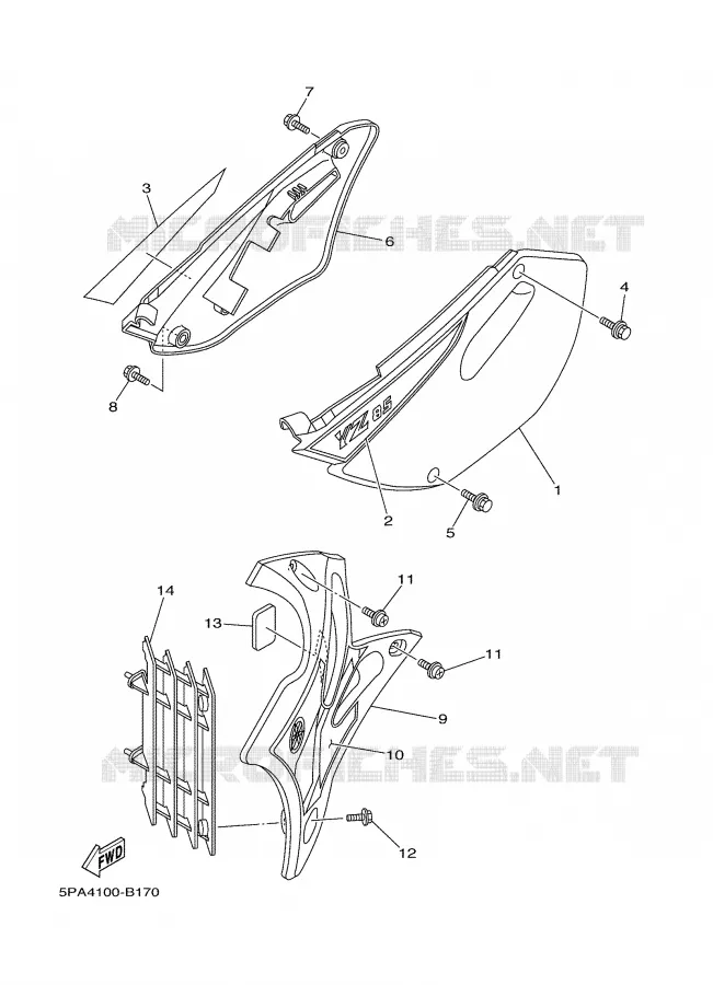 COUVERCLE LATERAL Yamaha MOTO 85 2003 YZ  YZ85