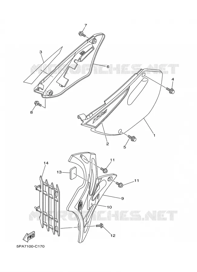 COUVERCLE LATERAL Yamaha MOTO 85 2004 YZ  YZ85