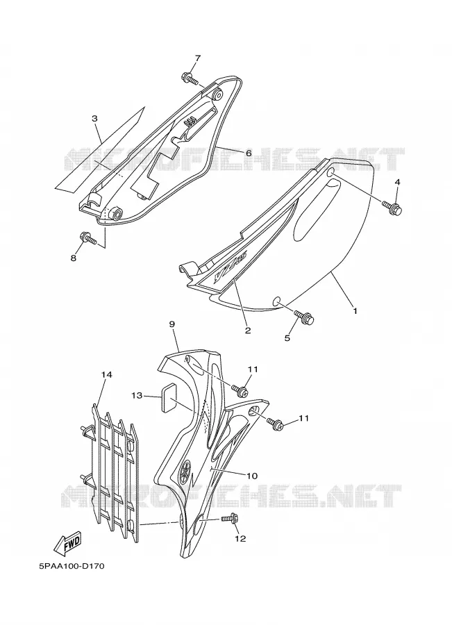 COUVERCLE LATERAL Yamaha MOTO 85 2005 YZ  YZ85