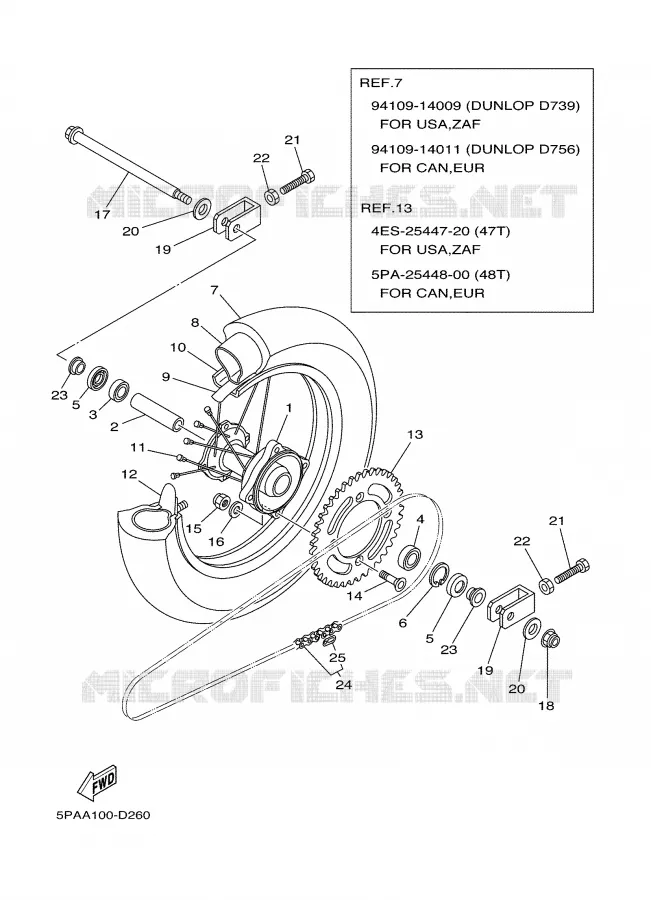 ROUE ARRIERE Yamaha MOTO 85 2005 YZ  YZ85
