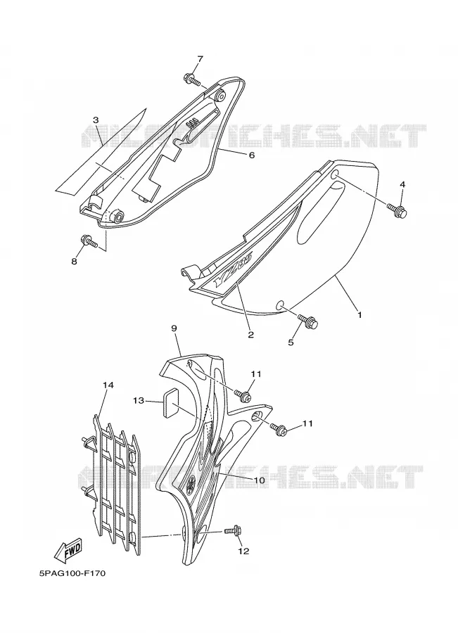 COUVERCLE LATERAL Yamaha MOTO 85 2007 YZ  YZ85
