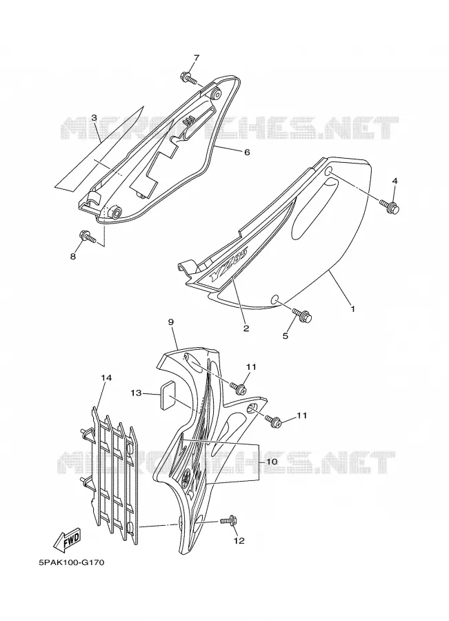 COUVERCLE LATERAL Yamaha MOTO 85 2008 YZ  YZ85