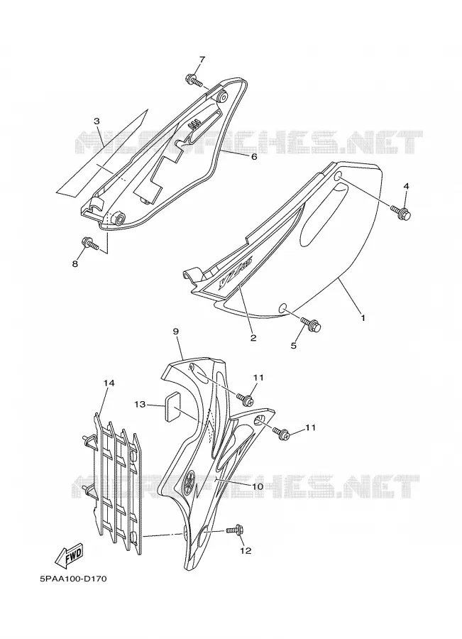 COUVERCLE LATERAL Yamaha MOTO 85 2005 YZ  YZ85T