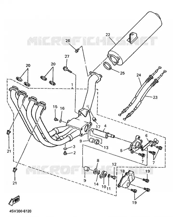 ECHAPPEMENT Yamaha MOTO 1000 1996 THUNDERACE  YZF1000R