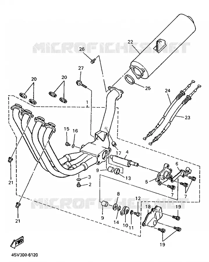 ECHAPPEMENT Yamaha MOTO 1000 1996 THUNDERACE  YZF1000R