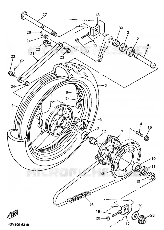 ROUE ARRIERE Yamaha MOTO 1000 1997 THUNDERACE  YZF1000R