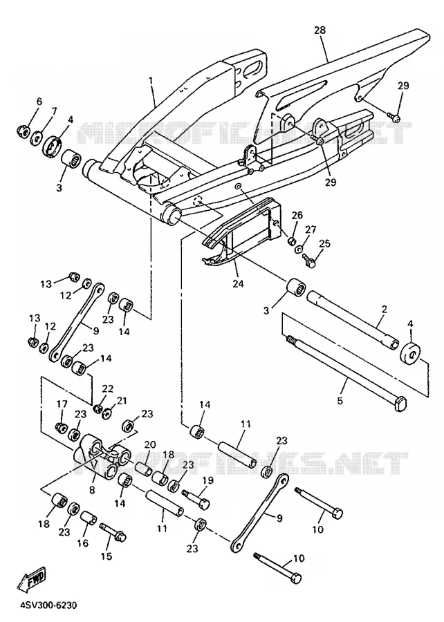 BRAS ARRIERE Yamaha MOTO 1000 1997 THUNDERACE  YZF1000R