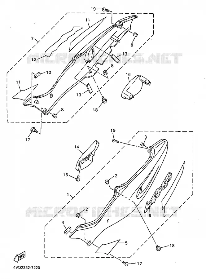 COUVERCLE LATERAL Yamaha MOTO 1000 1997 THUNDERACE  YZF1000R