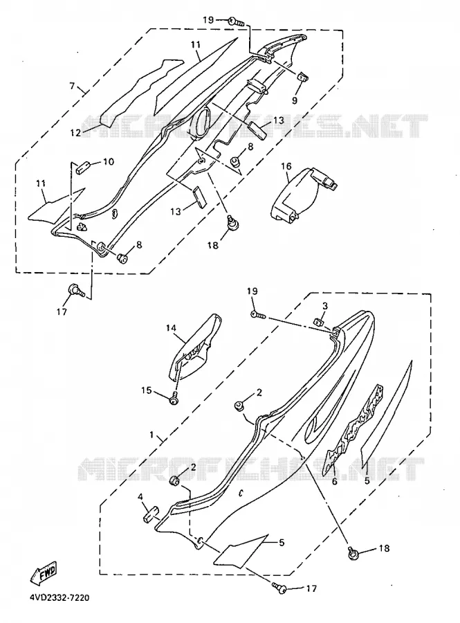 COUVERCLE LATERAL Yamaha MOTO 1000 1997 THUNDERACE  YZF1000R