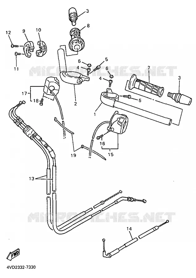GUIDON ET CABLES Yamaha MOTO 1000 1997 THUNDERACE  YZF1000R