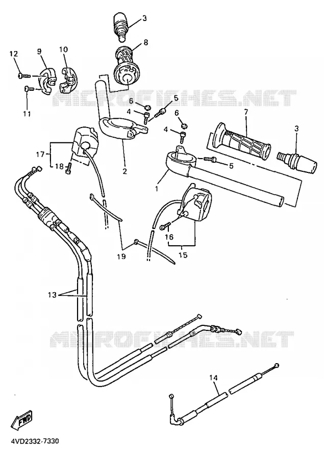 GUIDON ET CABLES Yamaha MOTO 1000 1998 THUNDERACE  YZF1000R