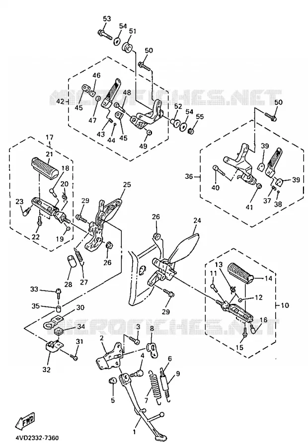 SUPPORT / REPOSE PIEDS Yamaha MOTO 1000 1998 THUNDERACE  YZF1000R