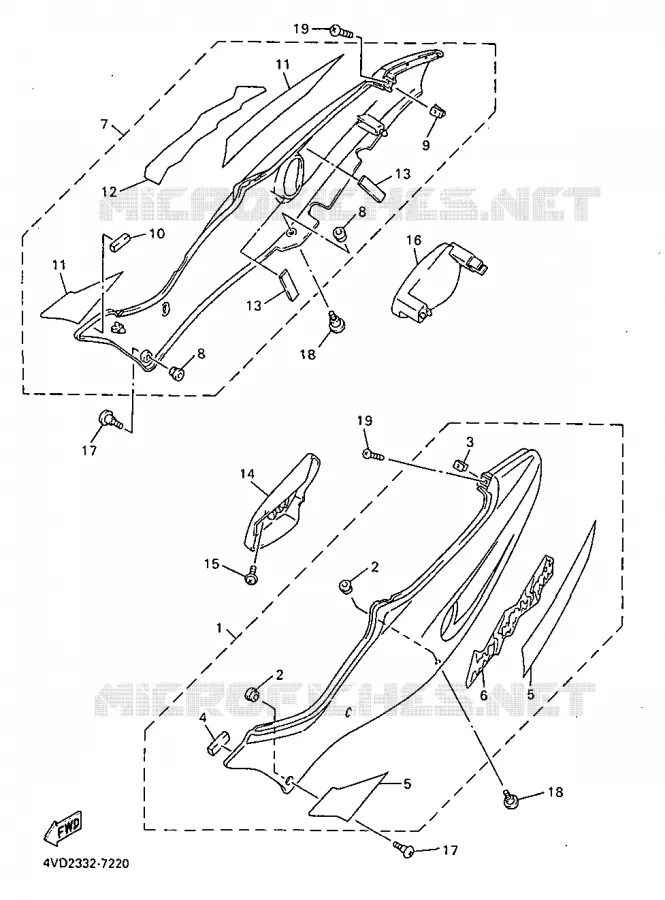 COUVERCLE LATERAL Yamaha MOTO 1000 1998 THUNDERACE  YZF1000R