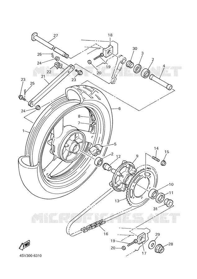 ROUE ARRIERE Yamaha MOTO 1000 2000 THUNDERACE  YZF1000R